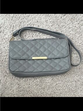 Damsel in Defense Gray Quilted Shoulder Bag Concealed Carry Magnetic